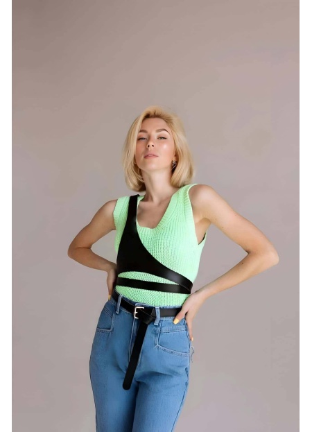 Üçgen Giysi Göğüs Kemeri Tek Omuzdan Askılı Deri Harness