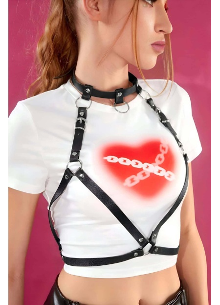 Crop Bluz Elbise Üzeri  Choker Detaylı Giysi Kemeri