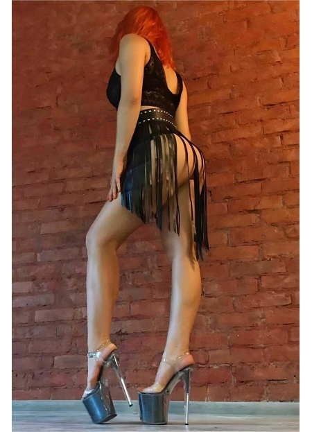 Püsküllü Deri Etek Harness Partiwear