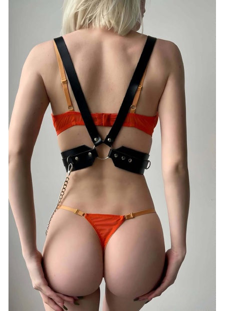 Deri Fantezi Aksesuar Zincirli Harness