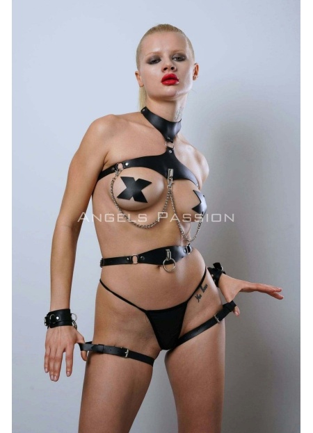 Deri Harness Takım Clubwear Dancewear