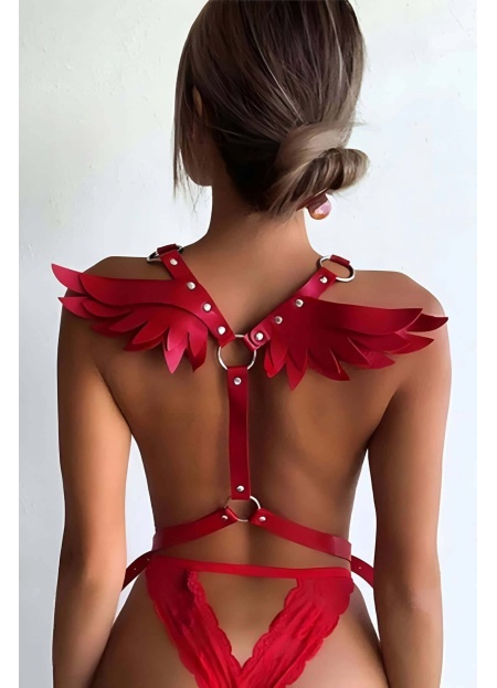 Melek Kanadı Detaylı Şık Deri Harness