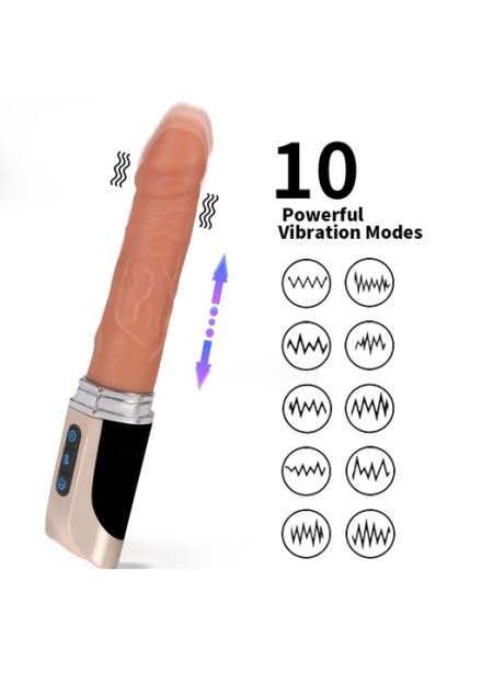 Süper Otomatik Damarlı Ileri Geri Hareketli 10 Farklı Titreşim Modlu Vibratör Penis