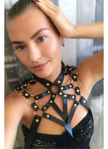 Deri Göğüs Harness, Şık Deri Harness - APFT1075