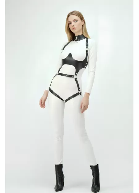Deri Harness, Göğüs Altı Destekli Harness Takım, Deri Dansçı Kostüm - APFT1402