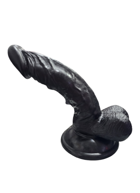 Gerçekçi Testisli Siyah Dildo 16 cm