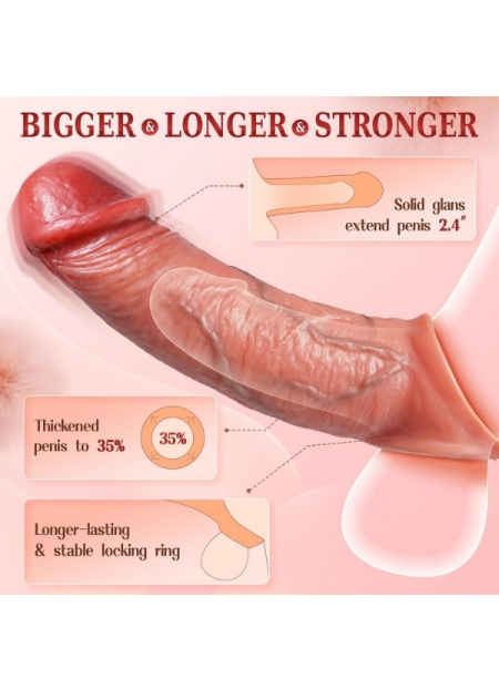 Censan 22 cm Ten Rengi Titreşimsiz ve Kumandasız Penis Kılıfı – Gerçekçi Dokulu Uzatıcı