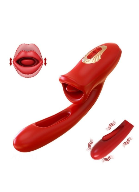 Censan Şarjlı 2 in 1 Klitoris ve G Noktası Vibratörü – Dil ve Dudak Hareketli, Güçlü Titreşimli