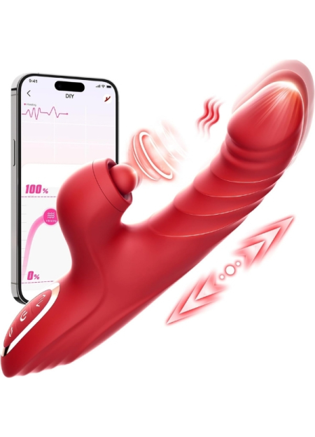 Censan 4in1 – Kırmızı Zarafet, Dört Fonksiyon Bir Arada Telefon Aplikasyonlu Modern Vibratör