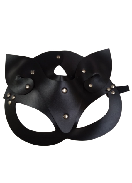 Censan Deri Kedi Kız Maskesi Siyah