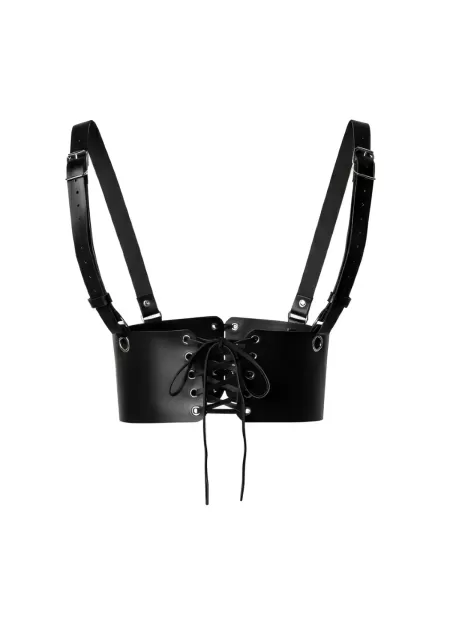 Siyah Deri Kadın Elbise Kemeri, Omuzdan Askılı Elbise Kemeri - APFT1429