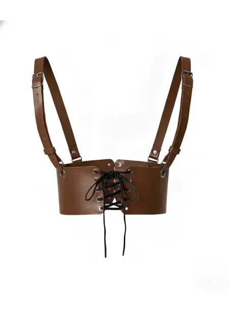 Kahverengi Deri Kadın Elbise Kemeri, Omuzdan Askılı Elbise Kemeri - APFT1429