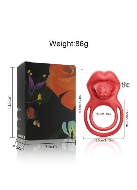 Censan G-Noktası Uyarımlı Dilli Titreşimli Penis Halkası – Çift Yönlü Zevk