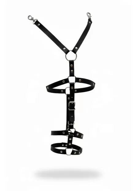 Siyah Jartiyer Harness Deri O-Ring Detaylı Ayarlanabilir - APFT942
