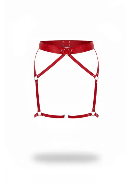 Kırmızı Jartiyer Harness Deri Halka Detaylı Ayarlanabilir - APFT956