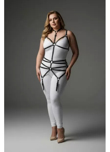 Büyük Beden Siyah Kadın Deri Jartiyer Harness Büstiyer Tarzı Fantazi Aksesuar - APFT262
