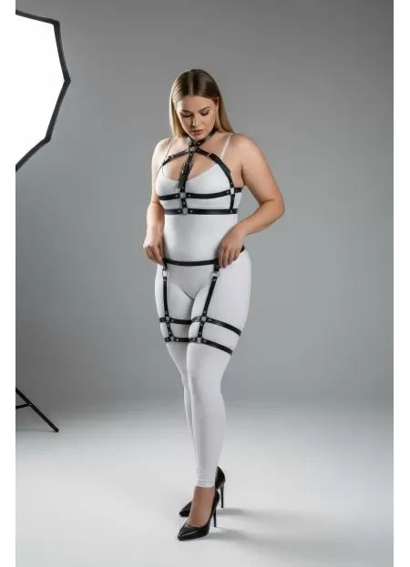 Büyük Beden Siyah Kadın Jartiyer Harness Takımı Ayarlanabilir Fantezi Aksesuarı - APFT272