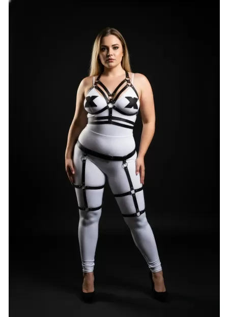 Büyük Beden Siyah Kadın Jartiyer Harness Fantazi Deri Takım - APFT303