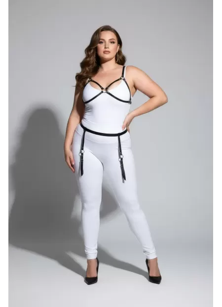 Büyük Beden Siyah Kadın Deri Jartiyer Harness Fantazi Vücut Aksesuarı - APFT228