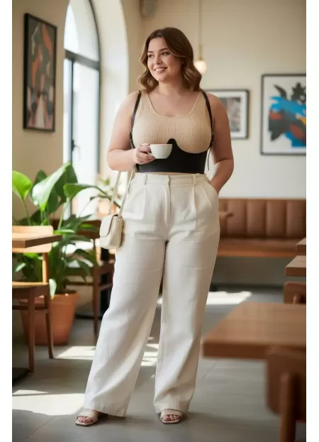 Büyük Beden Siyah Kadın Kemer Omuz Askılı Deri Korse Tasarım - APFT614