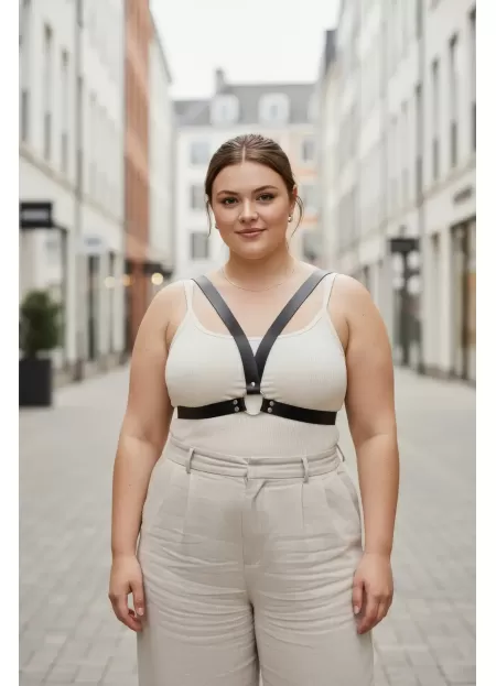 Büyük Beden Siyah Kadın Kemer Deri Harness Stil Kombin Tamamlayıcı - APFT633