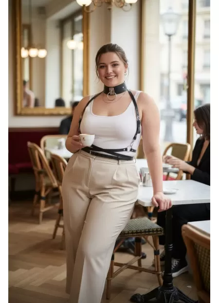 Büyük Beden Siyah Kadın Kemer Deri Harness Vücut Aksesuarı - APFT644