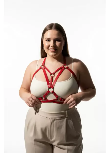 Büyük Beden Kırmızı Kadın Kemer Korse Tarzı Metal Halka Detaylı - APFT744