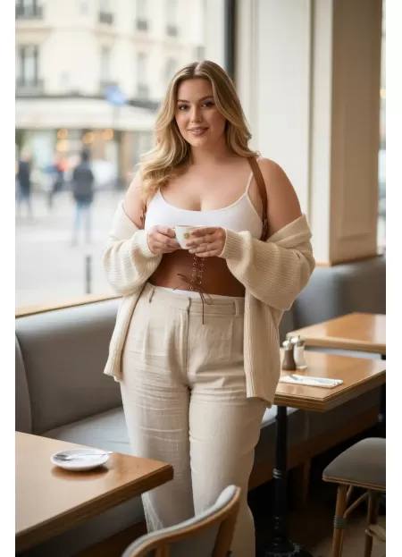 Büyük Beden Taba Kadın Deri Kemer Omuz Askılı Bağcıklı Korse Tasarım - APFT855