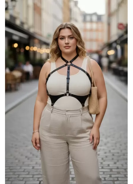 Büyük Beden Siyah Kadın Kemer Deri Vücut Aksesuarı Korse Tarzı Kombin Tamamlayıcı - APFT1110