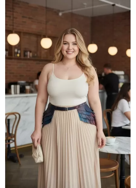 Büyük Beden Siyah Kadın Kemer Kalın Korse Tipi Deri Estetik Tasarım - APFT1254