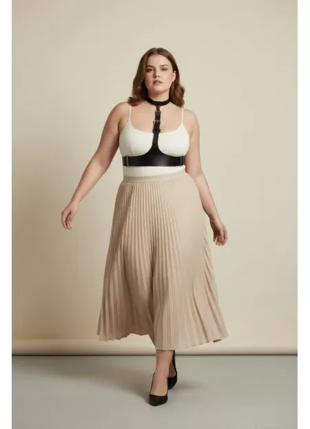 Büyük Beden Siyah Kadın Kemer Korse Tarzı Deri Harness Aksesuar - APFT1297