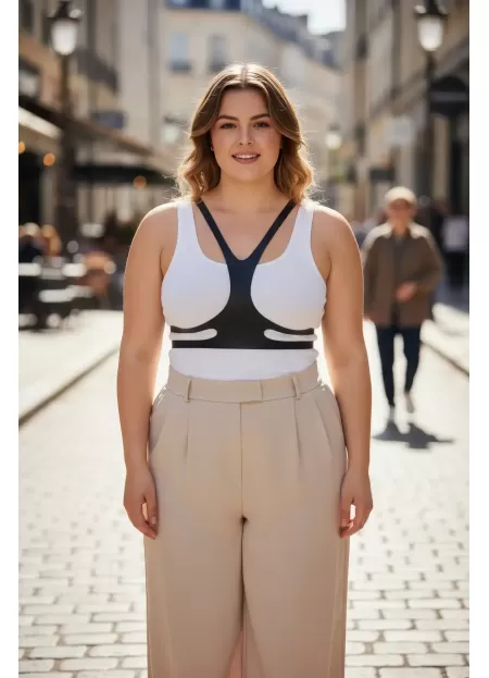 Büyük Beden Siyah Kadın Kemer Harness Stil Deri Vücut Aksesuarı - APFT1374