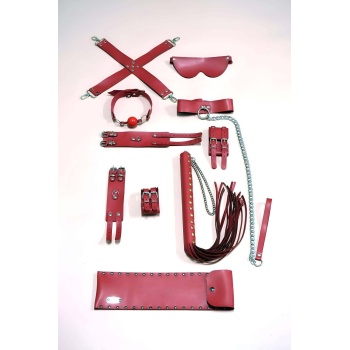 Kırbaç Kelepçe Set 7Li  Ayak El Kelepçesi Maske Ağız Topu