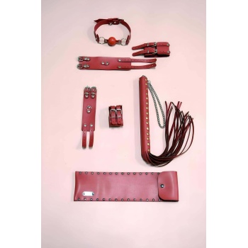 Kırbaç Kelepçe Takım 4Lü El Ayak Kelepçesi Maske Ağız Topu