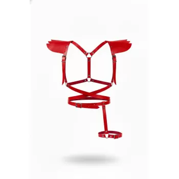 Kırmızı Kadın Kemer Deri Omuz Detaylı Vücut Harness Aksesuarı - APFT740