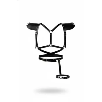 Siyah Kadın Kemer Omuz Detaylı Çoklu Tokalı Vücut Aksesuarı - APFT740