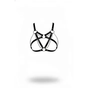 Siyah Kadın Kemer Zincir Detaylı Deri Vücut Aksesuarı - APFT741