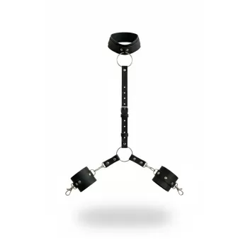 Siyah Kırbaç - Kelepçe Deri Yaka Ve Bilek Kelepçesi Seti - APFT743