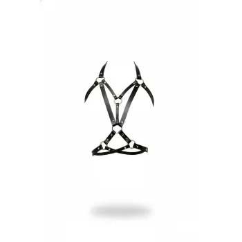 Siyah Kadın Kemer Metal Halkalı Vücut Aksesuarı - APFT744