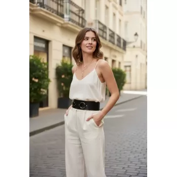 Siyah Kadın Kemer Kalın Halka Tokalı Bel Aksesuarı - APFT920