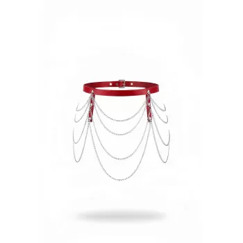 Kırmızı Kadın Kemer Çok Katmanlı Zincir Detaylı Bel Aksesuarı - APFT921