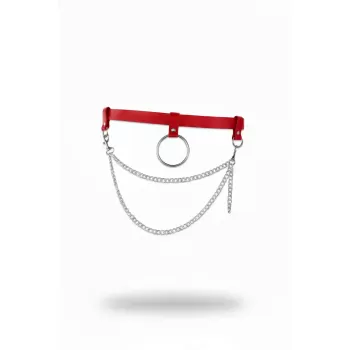 Kırmızı Kadın Kemer Çift Zincirli Metal Halka Detaylı - APFT923