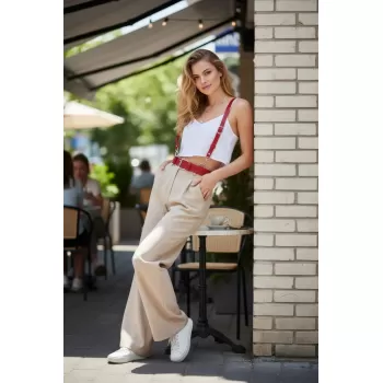 Kırmızı Kadın Kemer Omuz Detaylı Geniş Tokalı - APFT934