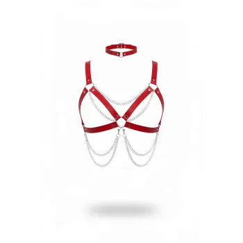 Kırmızı Kadın Kemer Zincir Detaylı Deri Vücut Aksesuarı - APFT952