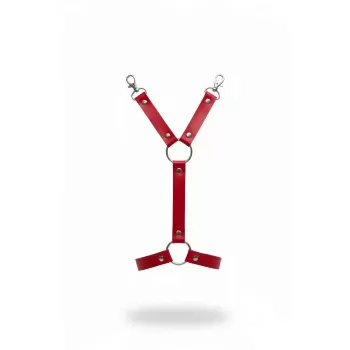 Kırmızı Jartiyer Harness Deri Metal Halkalı Vücut Aksesuarı - APFT962