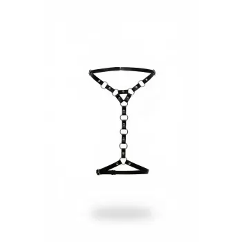 Siyah Jartiyer Harness Deri Metal Halkalı Vücut Aksesuarı - APFT973