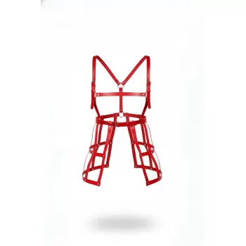 Kırmızı Etek Deri Kafes Yapılı Yüksek Bel Etek Aksesuarı - APFT981