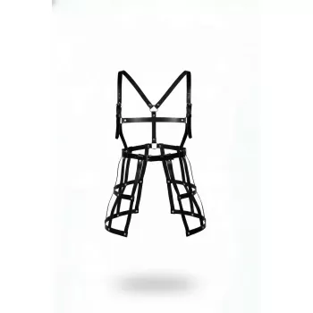 Siyah Etek Deri Kafes Yapılı Metal Detaylı Etek - APFT981