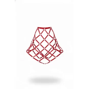 Kırmızı Etek Deri Kafes Yapılı Halka Detaylı Etek - APFT982