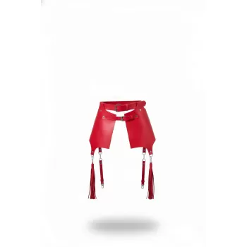 Kırmızı Kadın Kemer Püskül Detaylı Geniş Panelli - APFT985